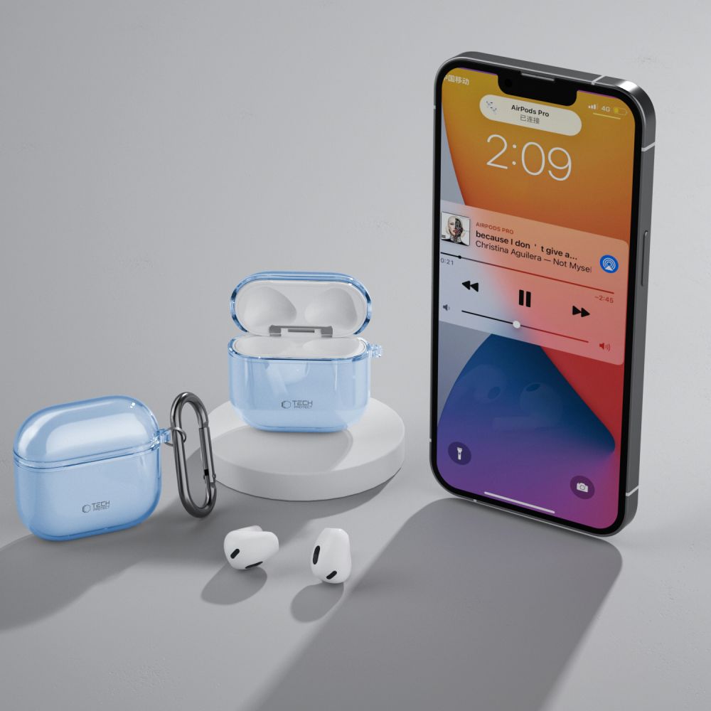 Schutzhülle für Apple AirPods 5 / 4, Tech-Protect Flexair Transparent-Blue
