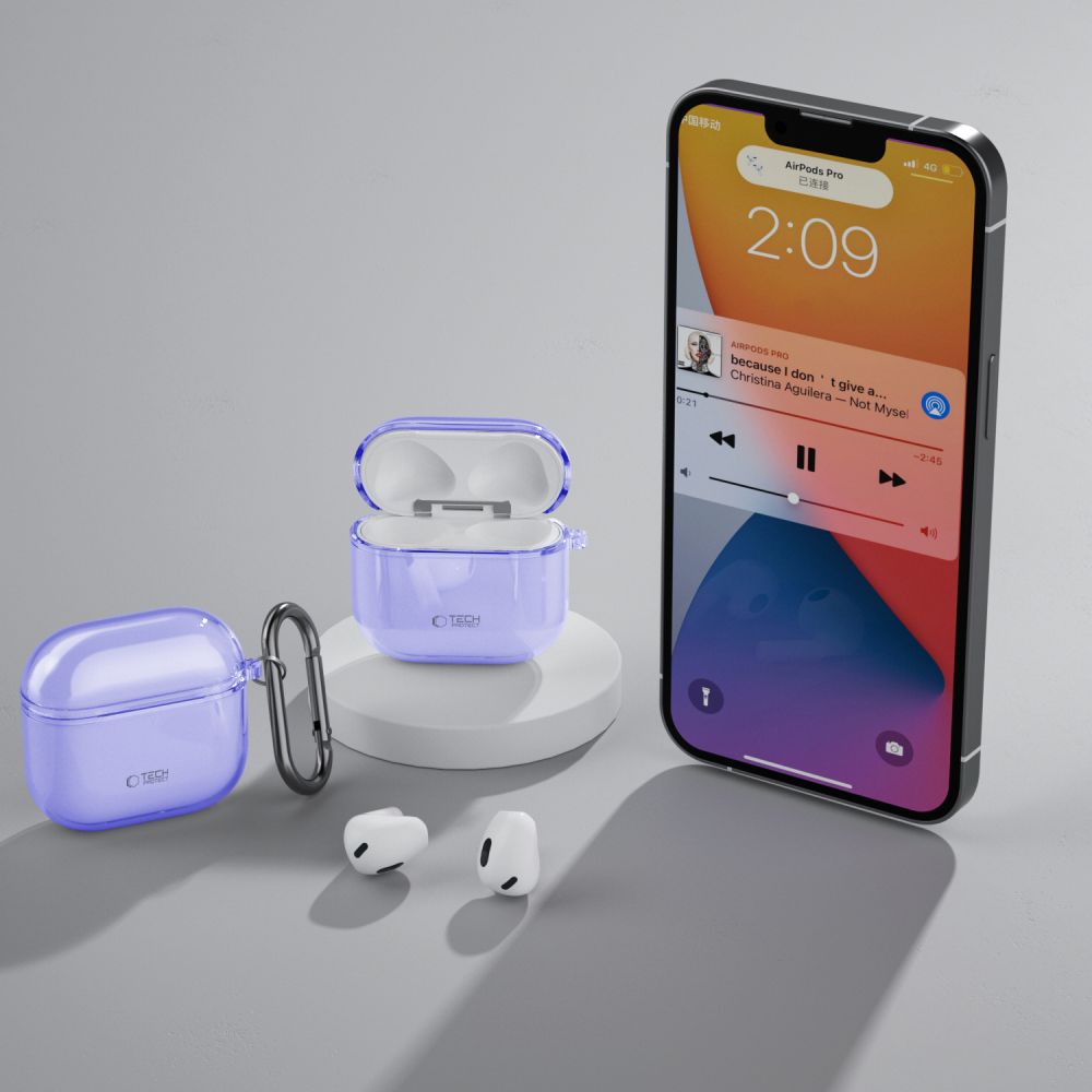 Schutzhülle für Apple AirPods 5 / 4, Tech-Protect Flexair Transparent-Violett