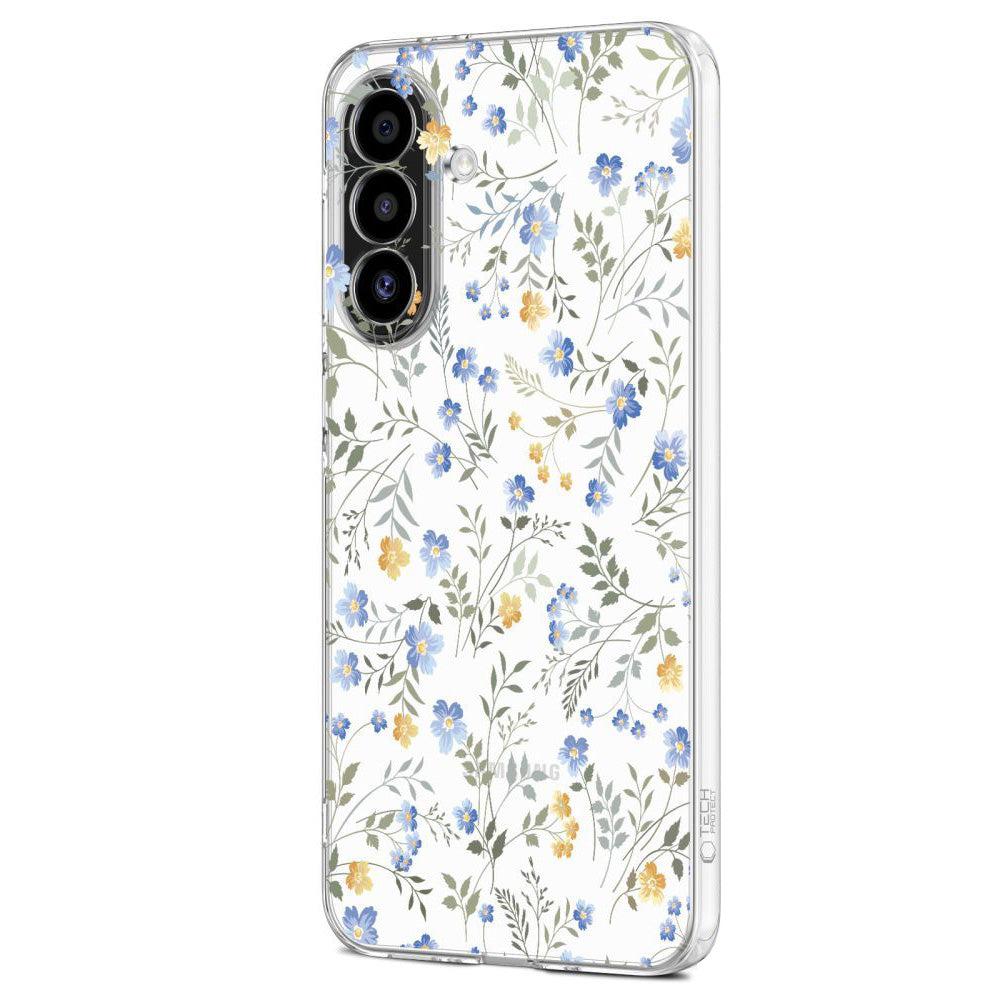 Handyhülle für Samsung Galaxy A17 5G 4G, Tech-Protect Flexair, Transparent mit Blumenmuster