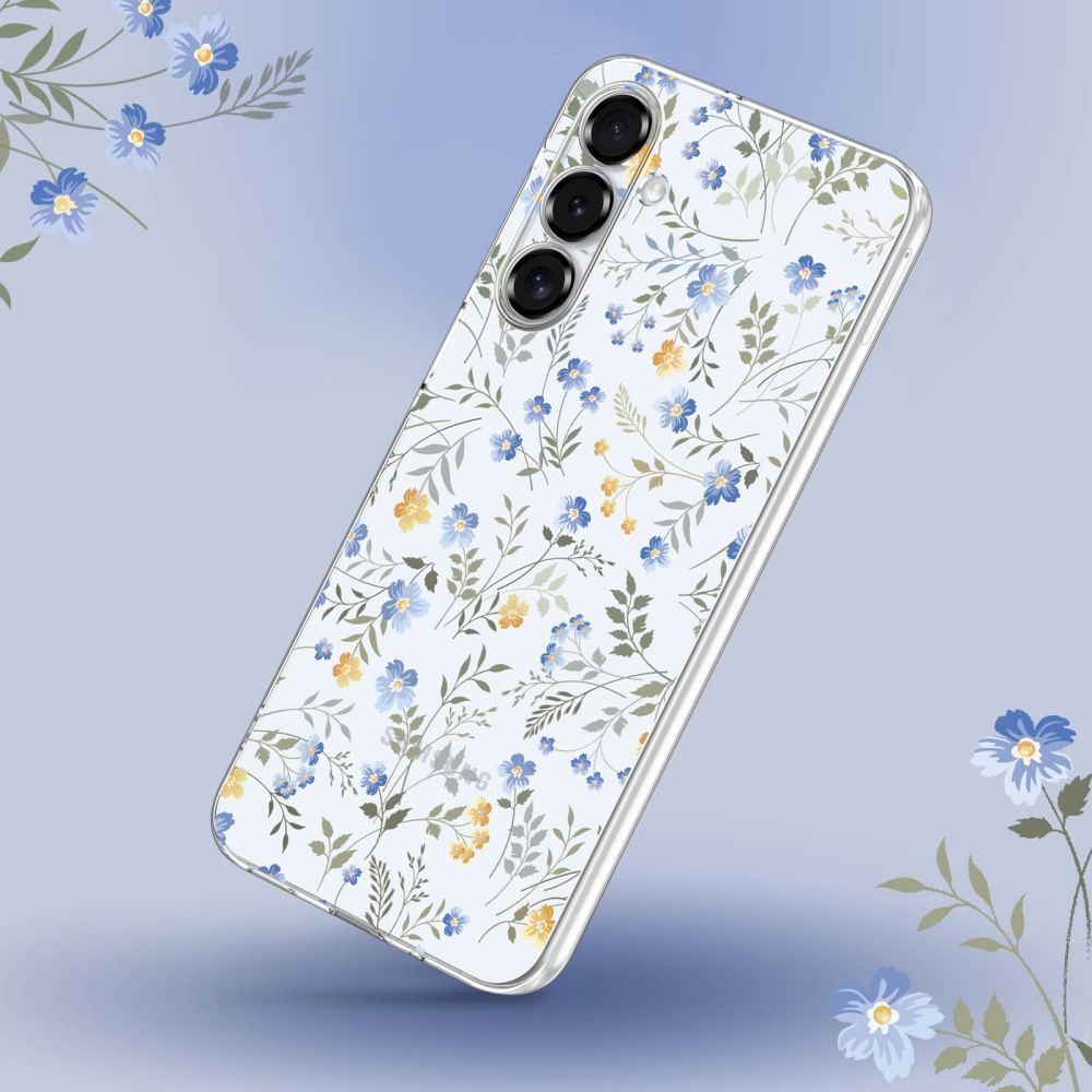 Handyhülle für Samsung Galaxy A17 5G 4G, Tech-Protect Flexair, Transparent mit Blumenmuster