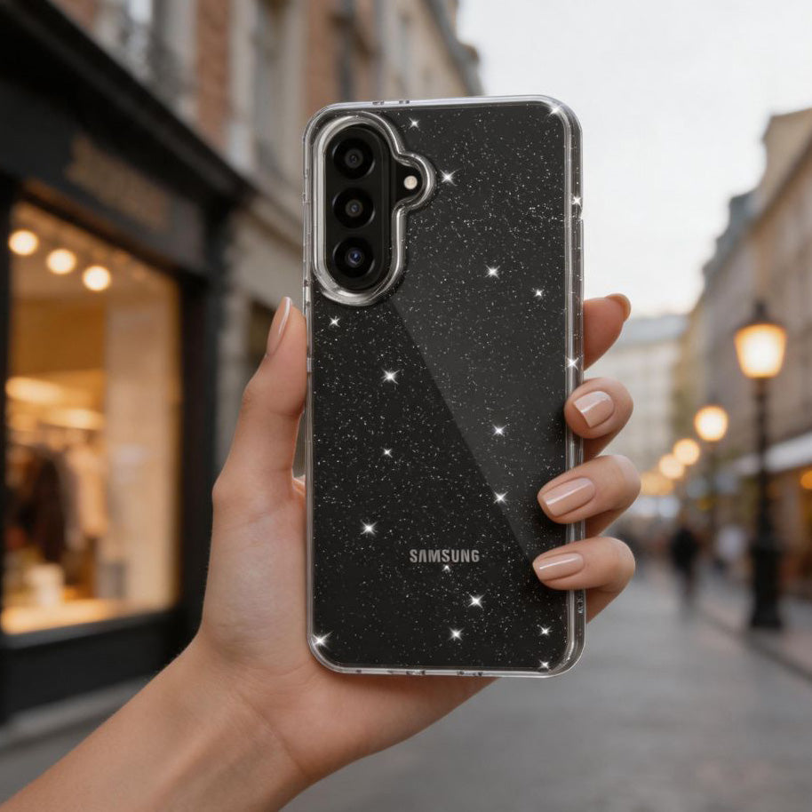 Handyhülle für Galaxy A27 5G, Tech-Protect Flexair, Transparent mit Glitzer