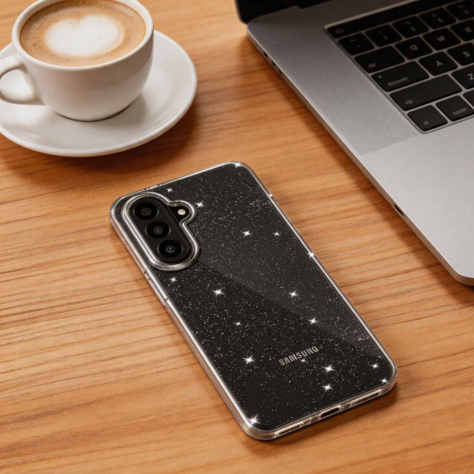 Handyhülle für Galaxy A27 5G, Tech-Protect Flexair, Transparent mit Glitzer