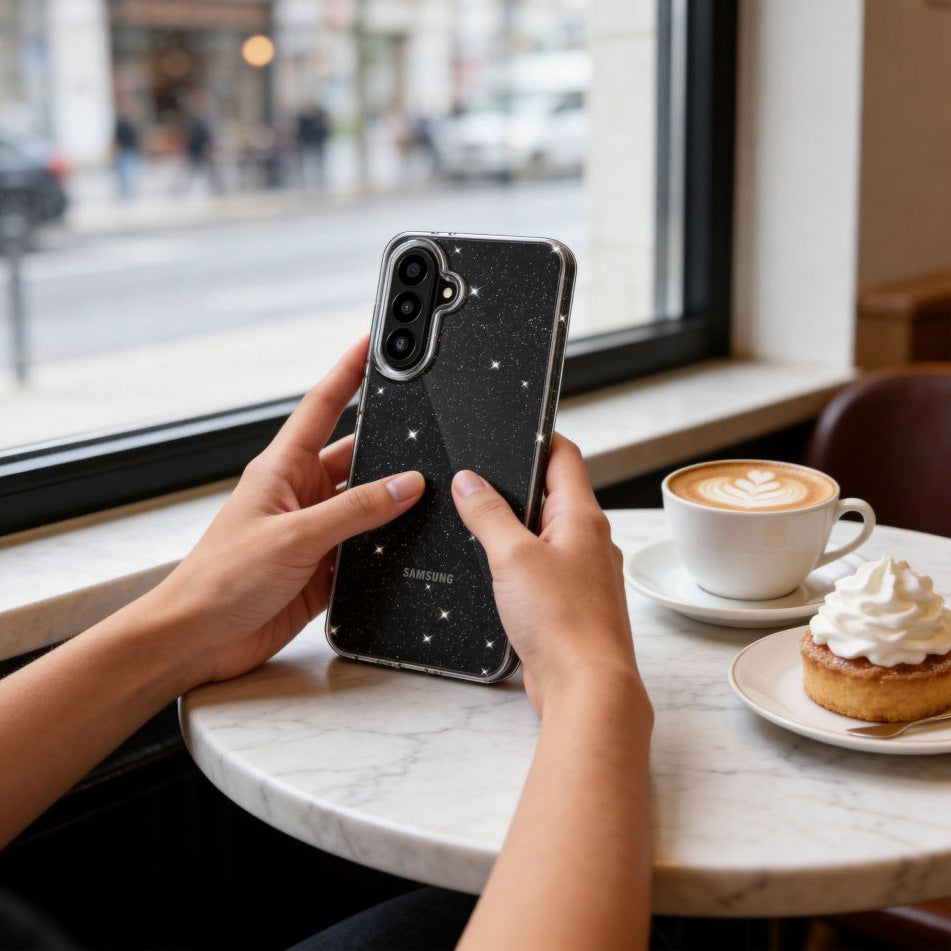 Handyhülle für Galaxy A27 5G, Tech-Protect Flexair, Transparent mit Glitzer