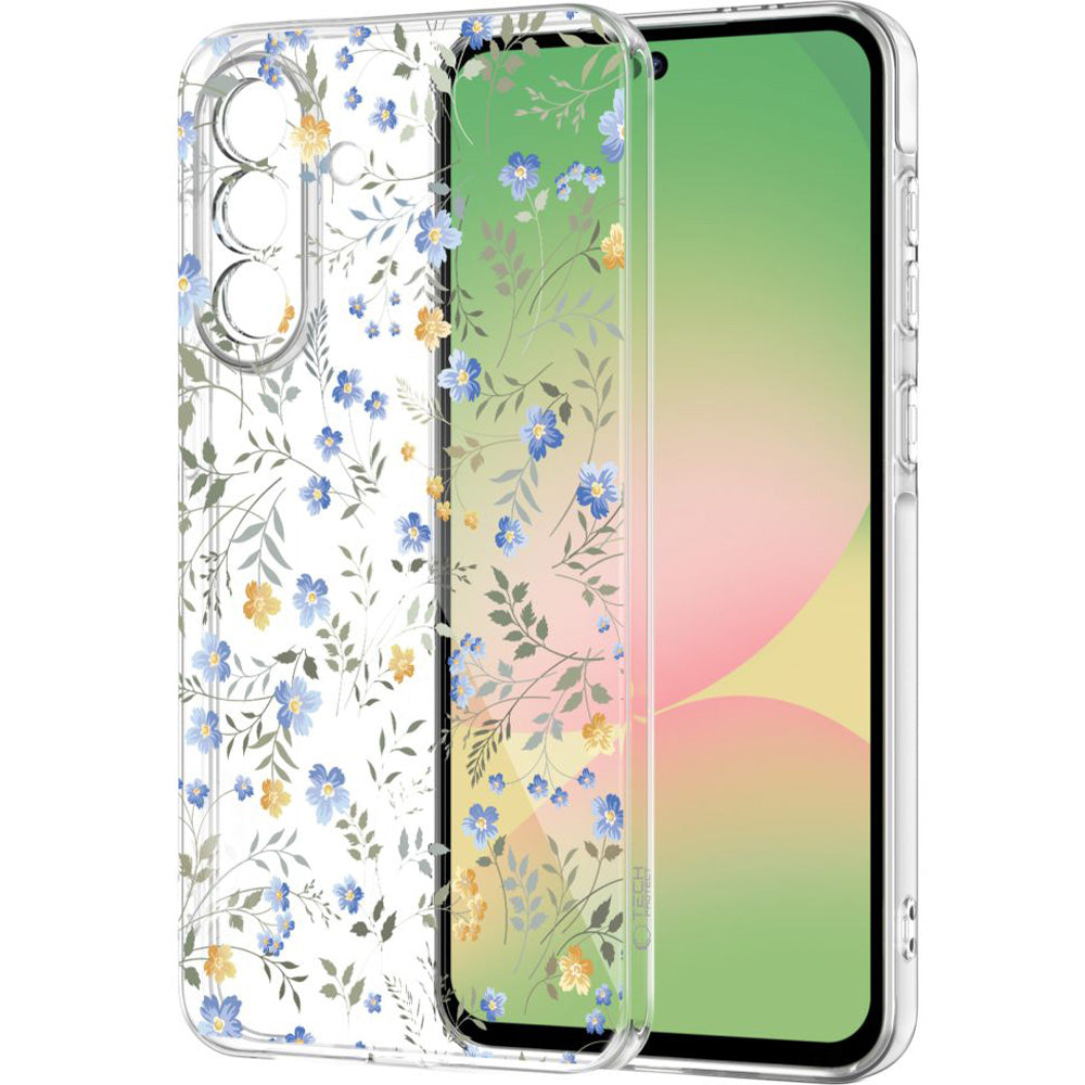 Handyhülle für Galaxy A27 5G, Tech-Protect FlexAir, Transparent mit Floralem Muster