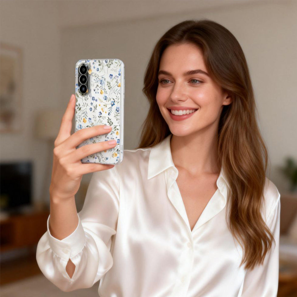 Handyhülle für Galaxy A27 5G, Tech-Protect FlexAir, Transparent mit Floralem Muster