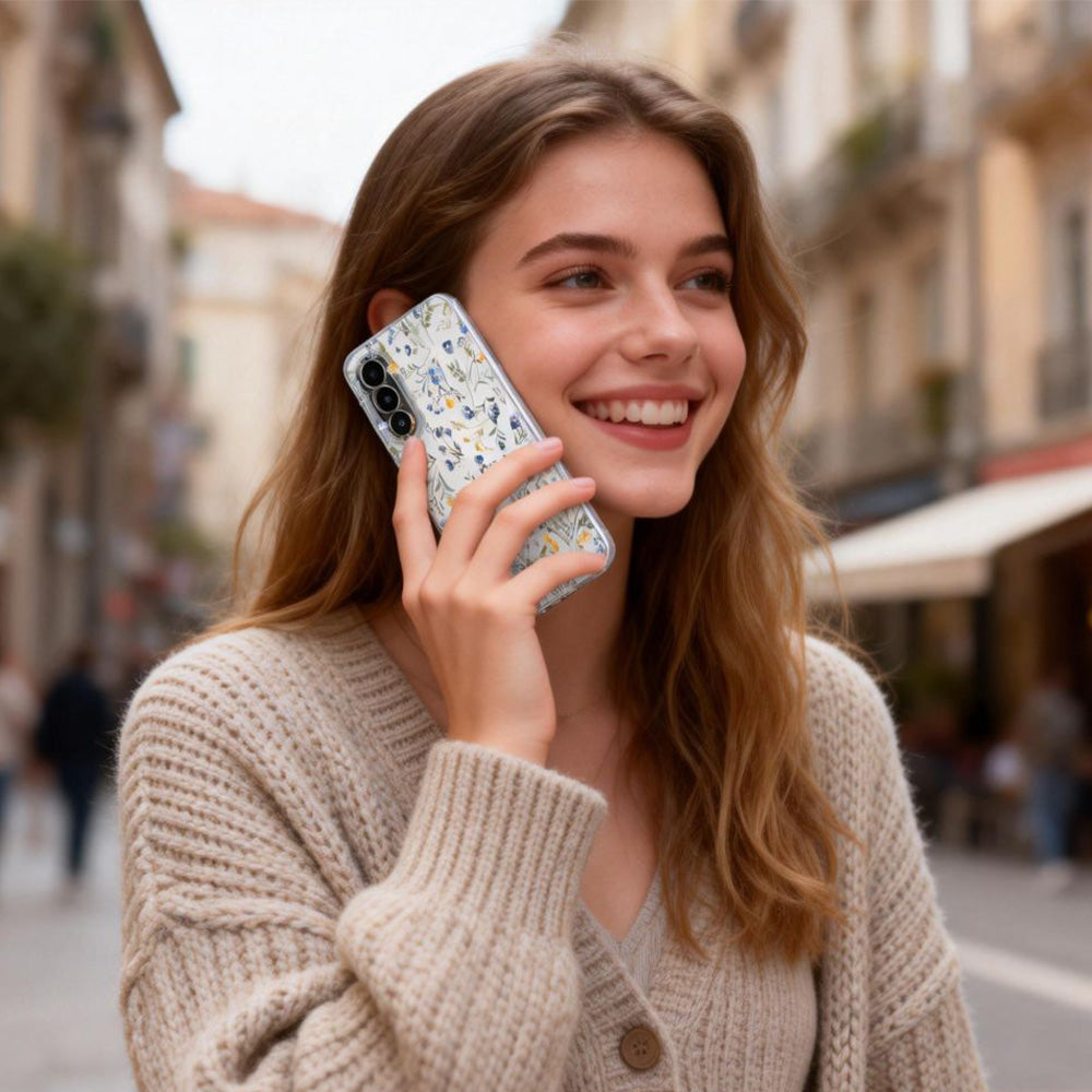 Handyhülle für Galaxy A37 5G, Tech-Protect FlexAir, Transparent mit floralem Muster