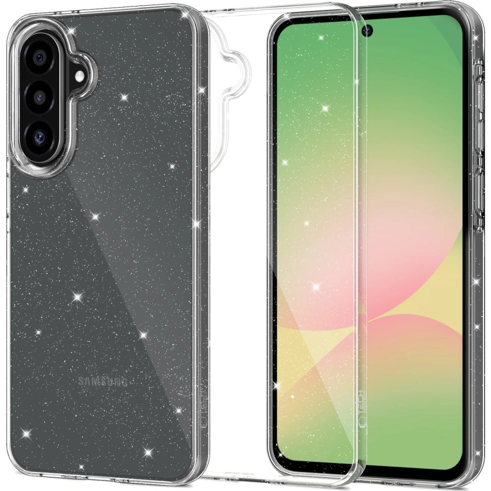 Handyhülle für Galaxy A56 5G, Tech-Protect Flexair, Transparent mit Glitzer