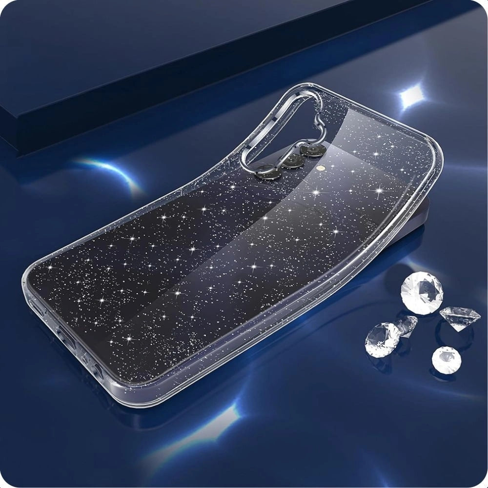 Handyhülle für Galaxy A56 5G, Tech-Protect Flexair, Transparent mit Glitzer