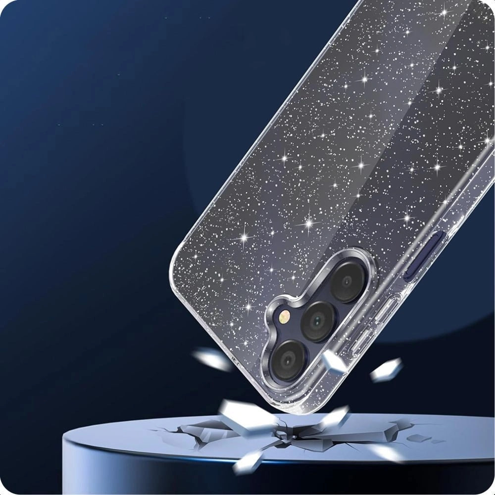 Handyhülle für Galaxy A56 5G, Tech-Protect Flexair, Transparent mit Glitzer