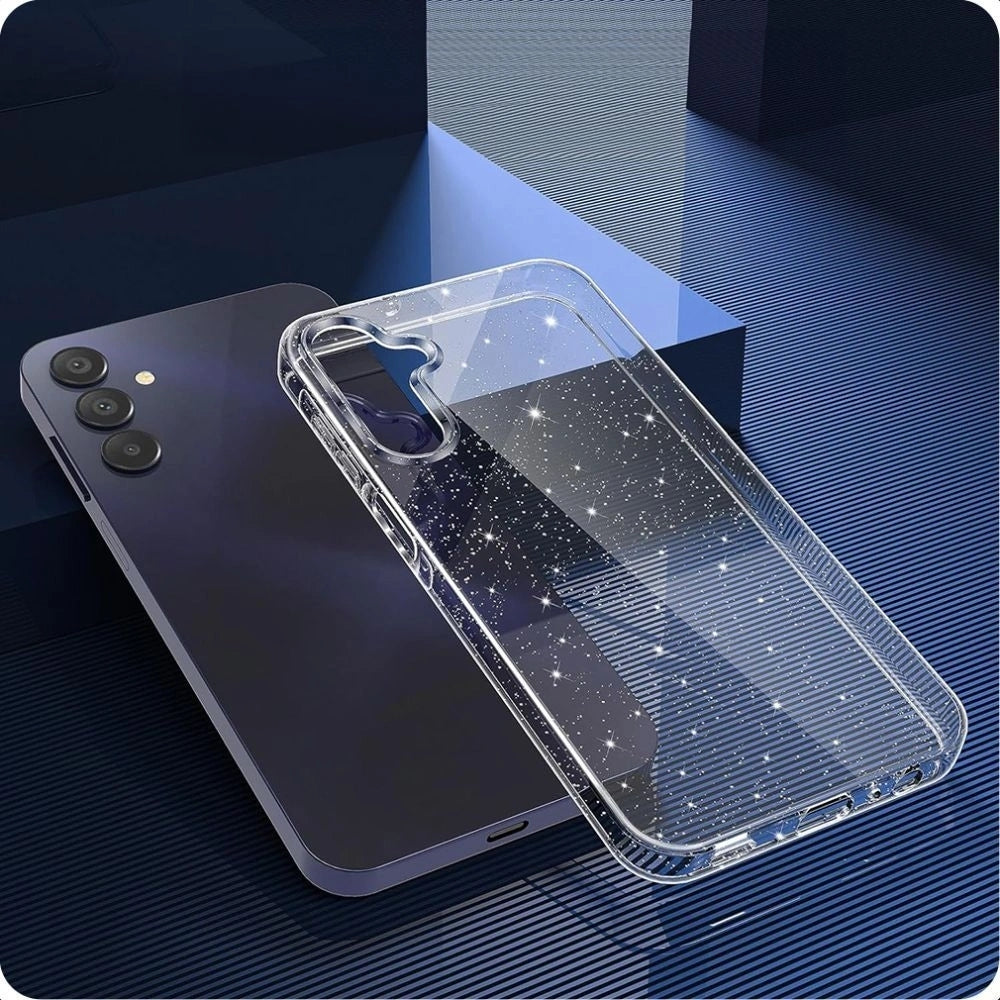 Handyhülle für Galaxy A56 5G, Tech-Protect Flexair, Transparent mit Glitzer