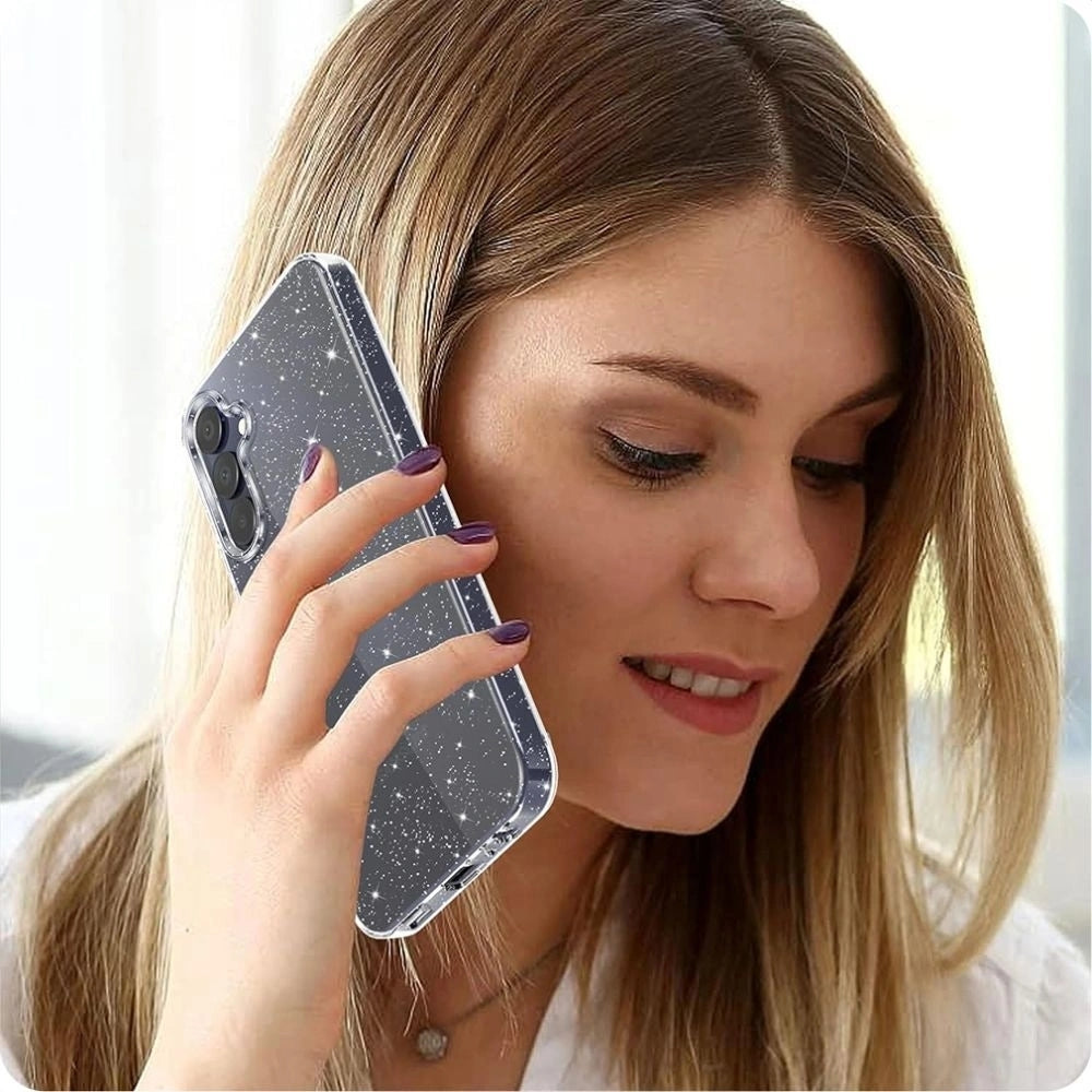 Handyhülle für Galaxy A56 5G, Tech-Protect Flexair, Transparent mit Glitzer