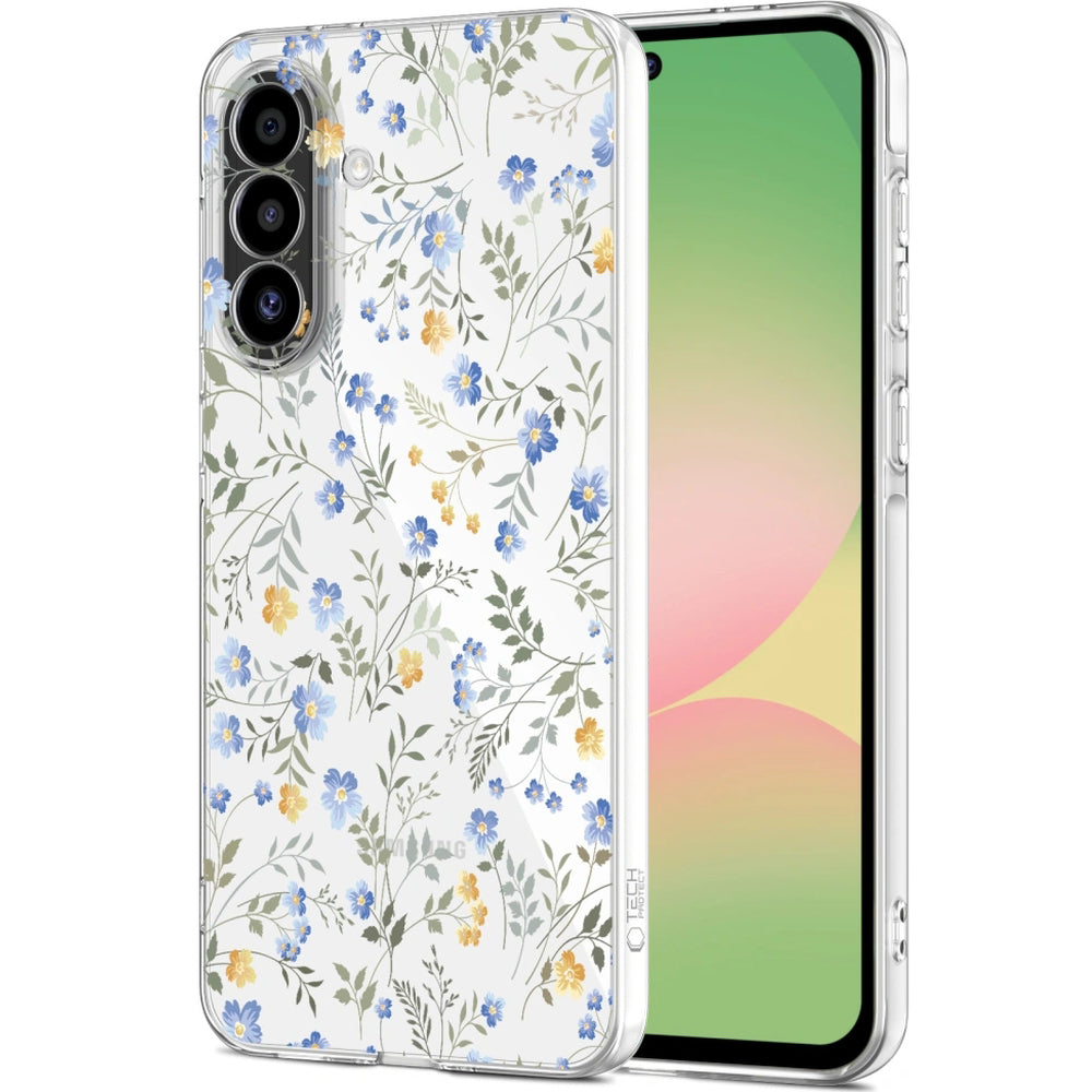 Handyhülle für Galaxy A56 5G, Tech-Protect Flexair, Transparent mit floralem Muster