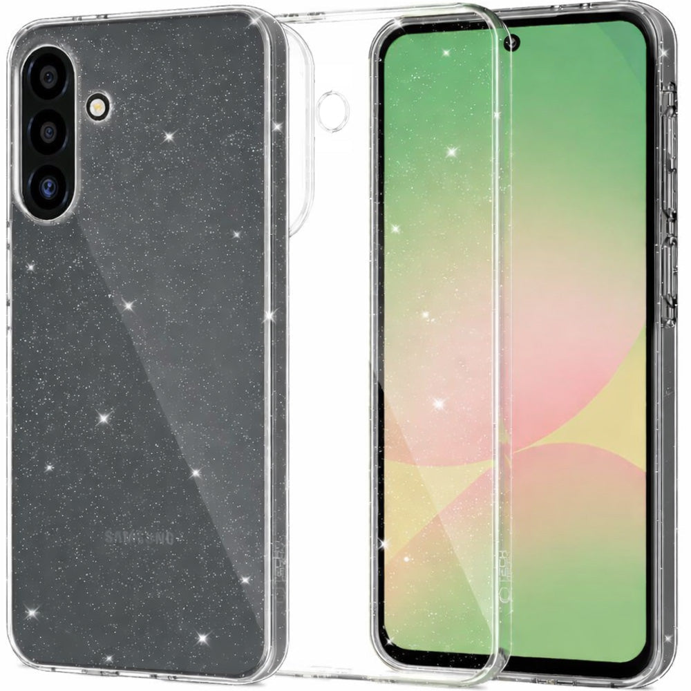 Handyhülle für Galaxy A57 5G, Tech-Protect FlexAir, Transparent mit Glitzer