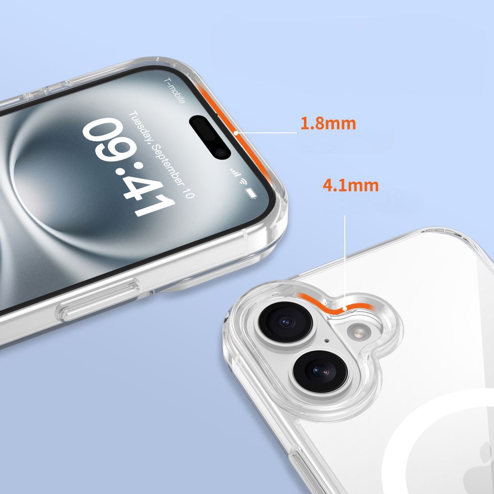 Handyhülle für iPhone 16, Tech-Protect Flexair Hybrid CC mit MagSafe, Transparent