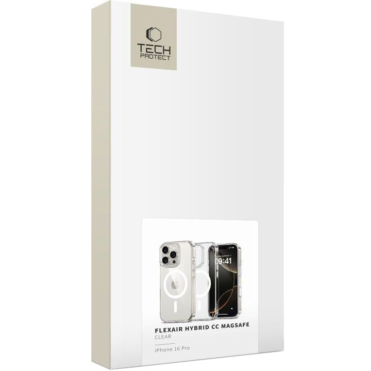 Handyhülle für iPhone 16 Pro, Tech-Protect Flexair Hybrid CC mit MagSafe, Transparent