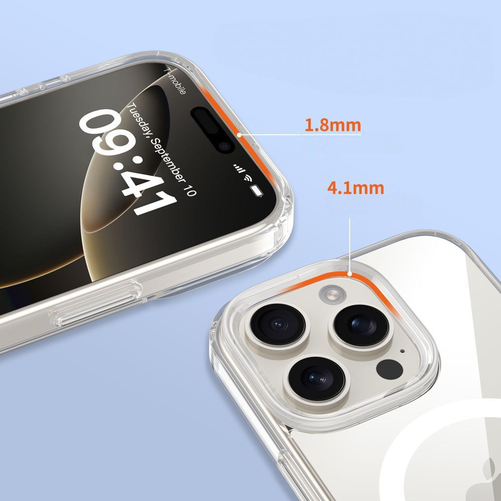 Handyhülle für iPhone 16 Pro, Tech-Protect Flexair Hybrid CC mit MagSafe, Transparent
