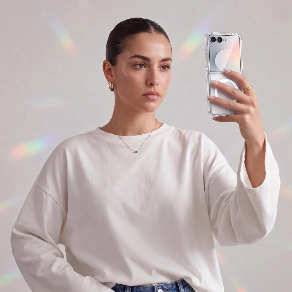 Handyhülle für Galaxy Z Flip8, Tech-Protect FlexAir Hybrid mit MagSafe, Transparent-Weiß