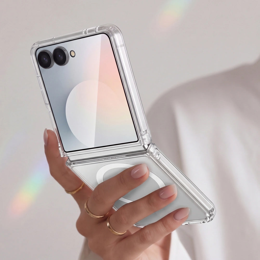 Handyhülle für Galaxy Z Flip8, Tech-Protect FlexAir Hybrid mit MagSafe, Transparent-Weiß