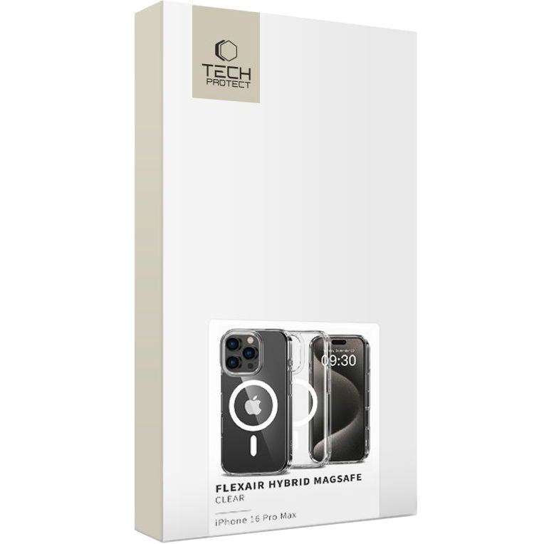 Handyhülle für iPhone 16 Pro Max, Tech-Protect Flexair Hybrid mit MagSafe, Transparent
