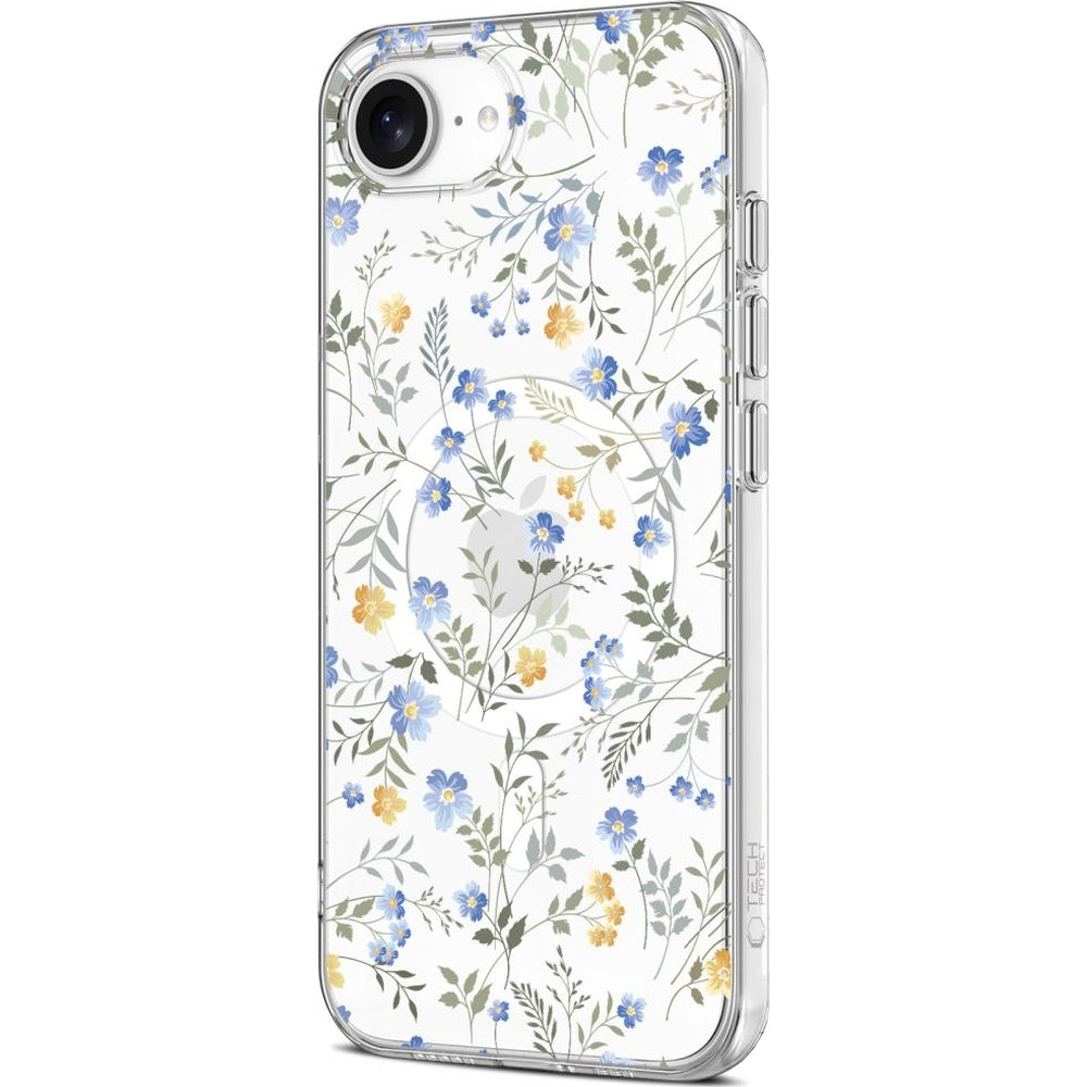 Handyhülle für iPhone 17e / 16e, Tech-Protect Flexair MagSafe, Transparent mit floralem Muster