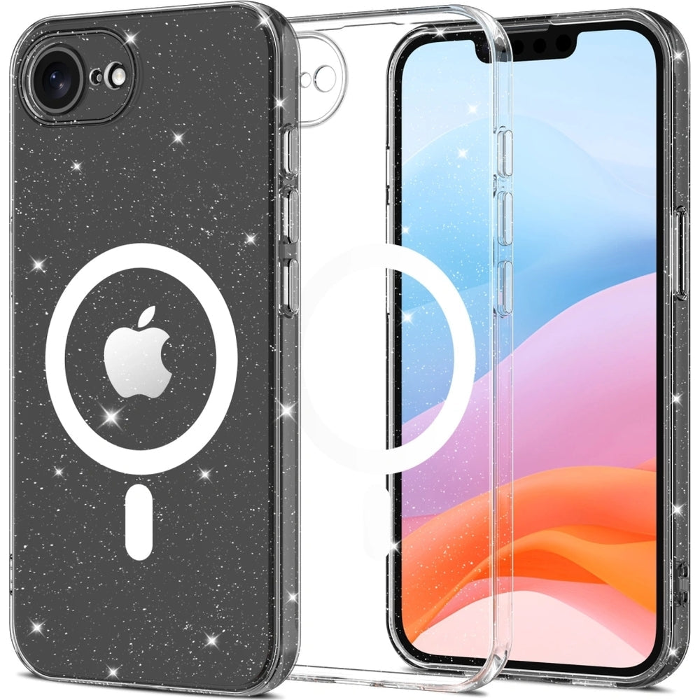 Handyhülle für iPhone 17e / 16e, Tech-Protect Flexair MagSafe, Transparent mit Glitzer
