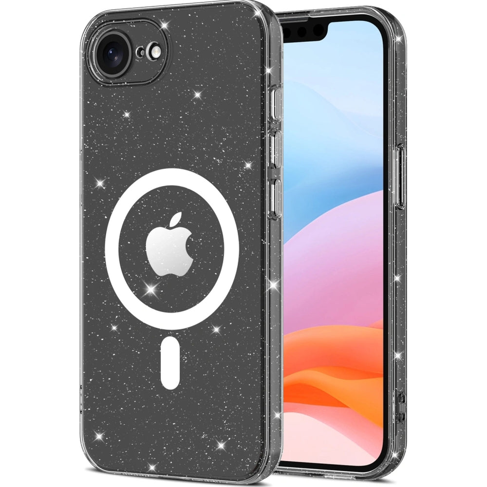 Handyhülle für iPhone 17e / 16e, Tech-Protect Flexair MagSafe, Transparent mit Glitzer