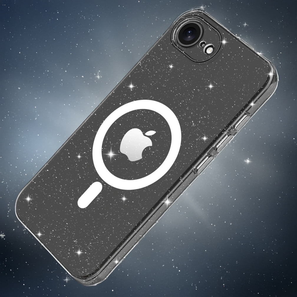 Handyhülle für iPhone 17e / 16e, Tech-Protect Flexair MagSafe, Transparent mit Glitzer