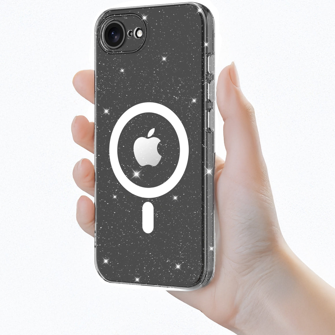 Handyhülle für iPhone 17e / 16e, Tech-Protect Flexair MagSafe, Transparent mit Glitzer