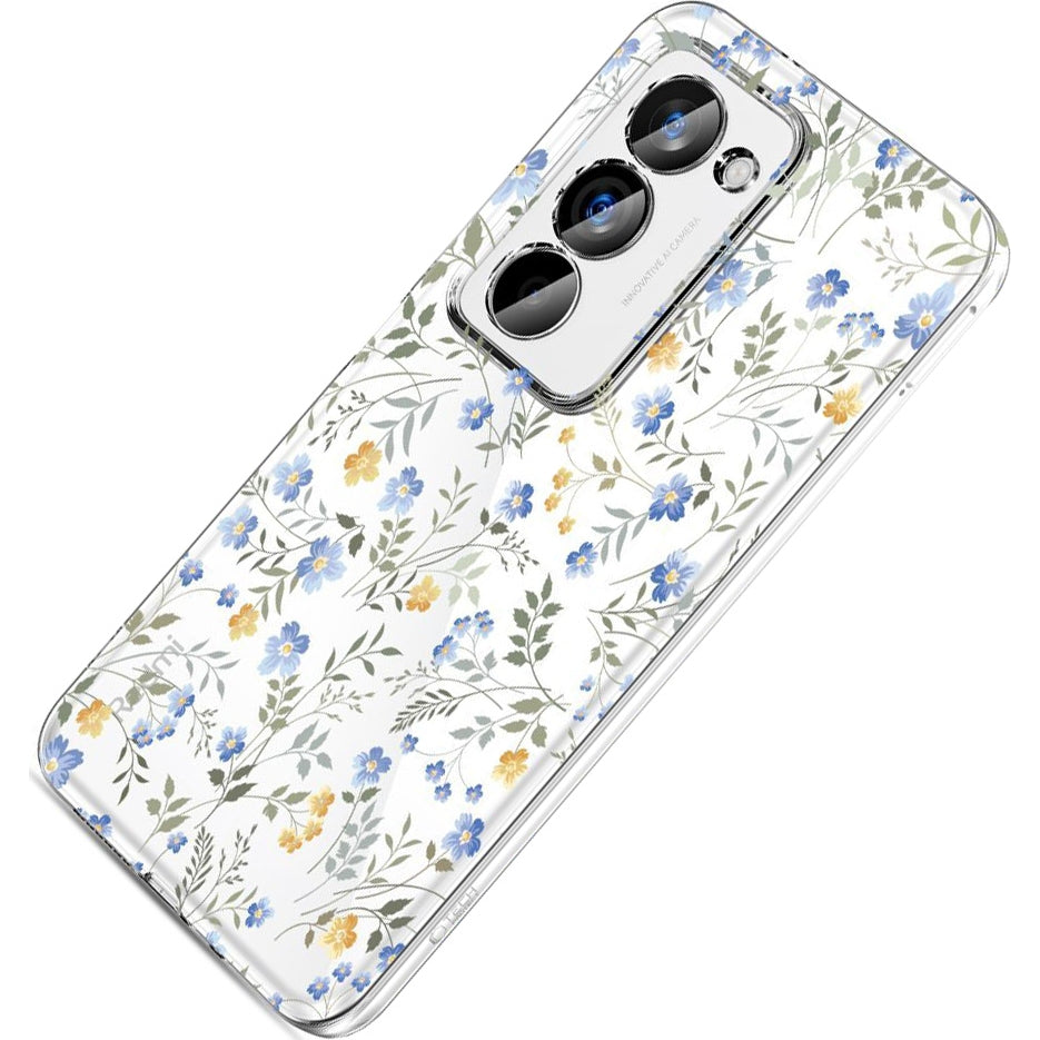 Handyhülle für Xiaomi Redmi 15 5G / 4G, Tech-Protect Flexair, Transparent mit Blumenmuster