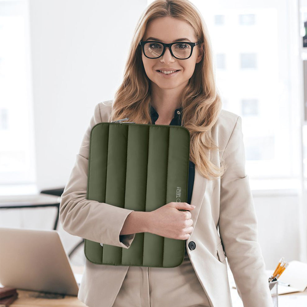 Universal Laptoptasche bis zu 15"-16", Tech-Protect Fluffy, Dunkelgrün