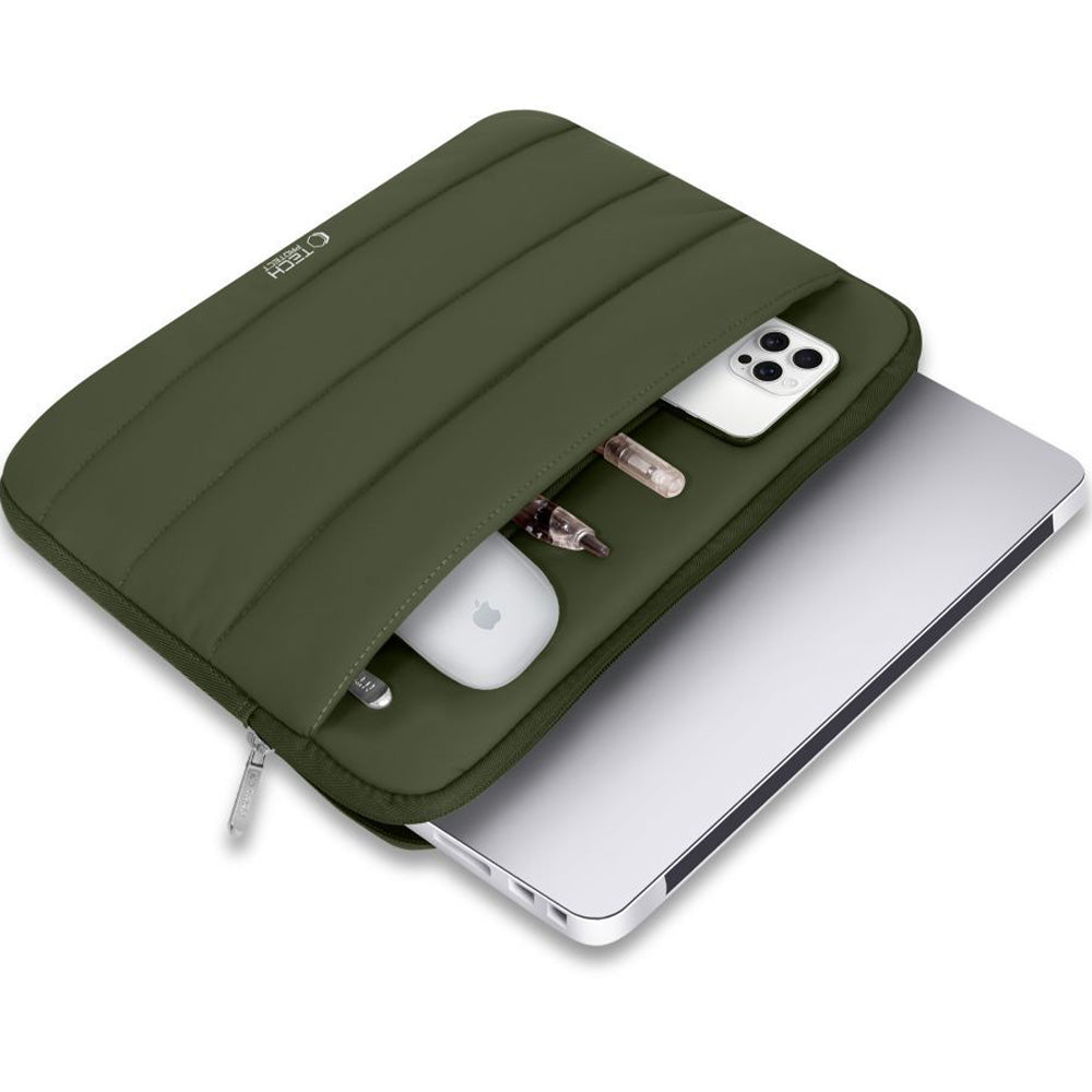 Universal Laptoptasche bis zu 15"-16", Tech-Protect Fluffy, Dunkelgrün