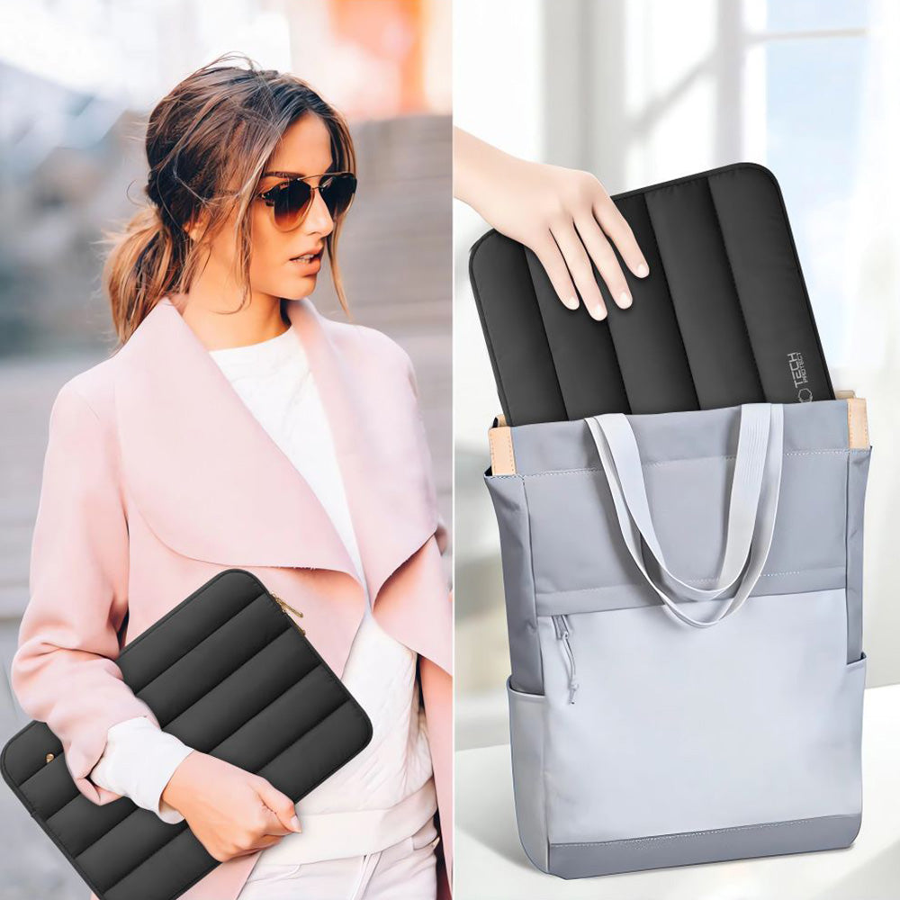 Universal Laptoptasche bis zu 15"-16", Tech-Protect Fluffy, Schwarz