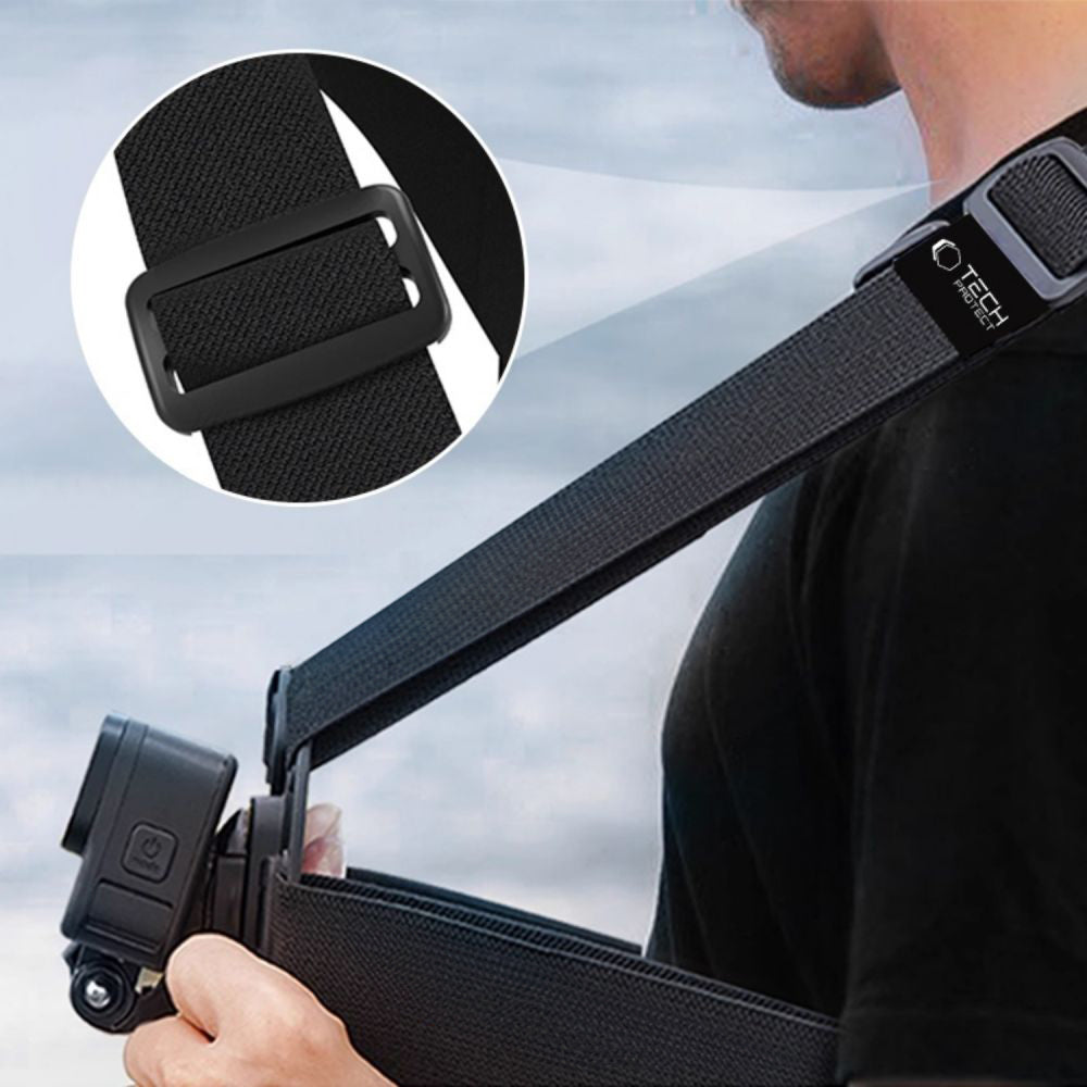 Brusthalterung für GoPro, DJI, Tech-Protect GA100 Chest Mount, Schwarz