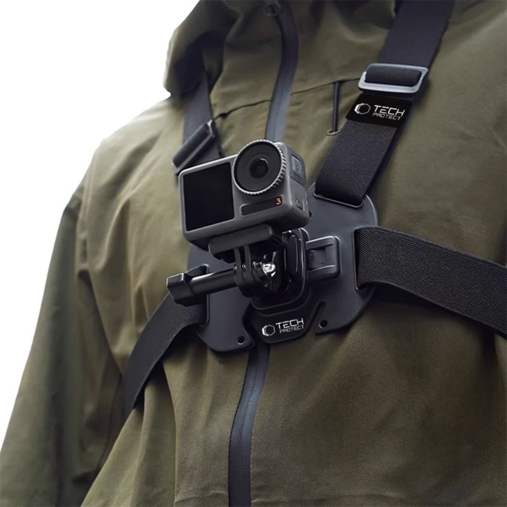 Brusthalterung für GoPro, DJI, Tech-Protect GA100 Chest Mount, Schwarz