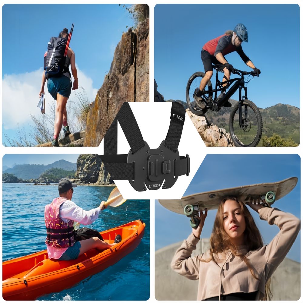 Brusthalterung für GoPro, DJI, Tech-Protect GA100 Chest Mount, Schwarz