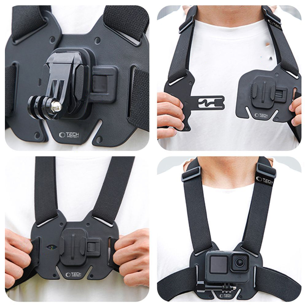 Brusthalterung für GoPro, DJI, Tech-Protect GA100 Chest Mount, Schwarz
