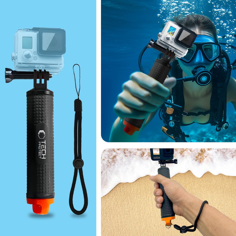 Halterung, Griff für GoPro, DJI, Tech-Protect GA100 Float Hand Grip, Schwarz