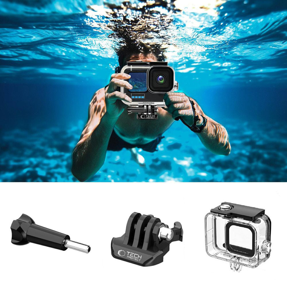 Wasserdichtes Gehäuse für GoPro Hero 9 / 10 / 11 / 12 / 13, Tech-Protect GA200 Waterproof Case, Transparent
