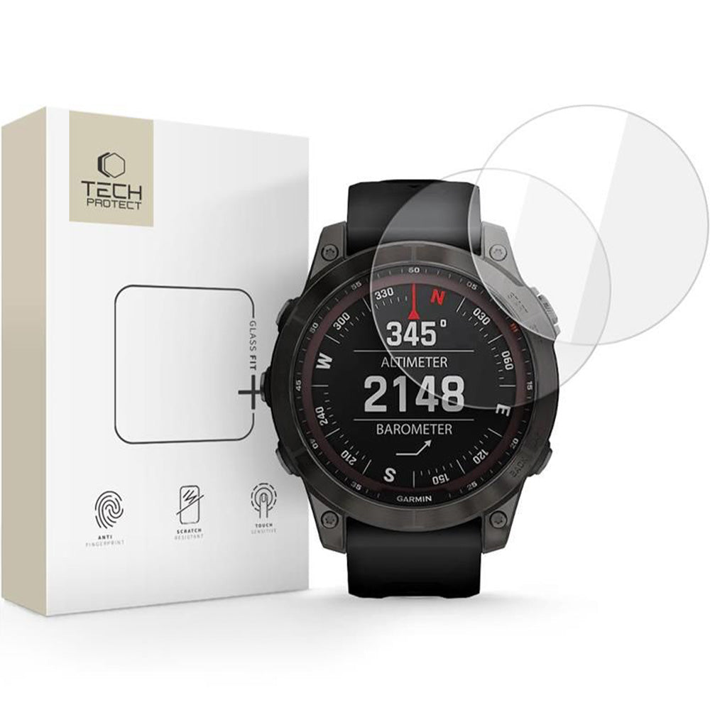 Gehärtetes Glas für Garmin Fenix 7 / 7 Pro, Tech-Protect Glass Fit Plus, 2 Stück