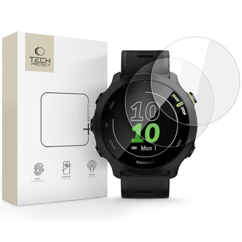 Gehärtetes Glas für Garmin Forerunner 55, Tech-Protect Glass Fit Plus, 2 Stück