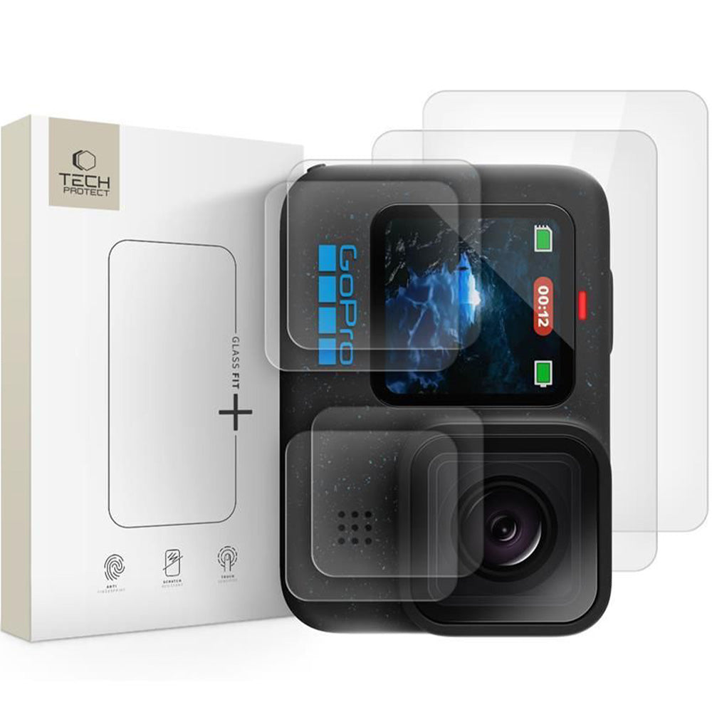 Gehärtetes Glas für GoPro Hero 12 / 11 / 10 / 9, Tech-Protect Glass Fit Plus, 6 Stück