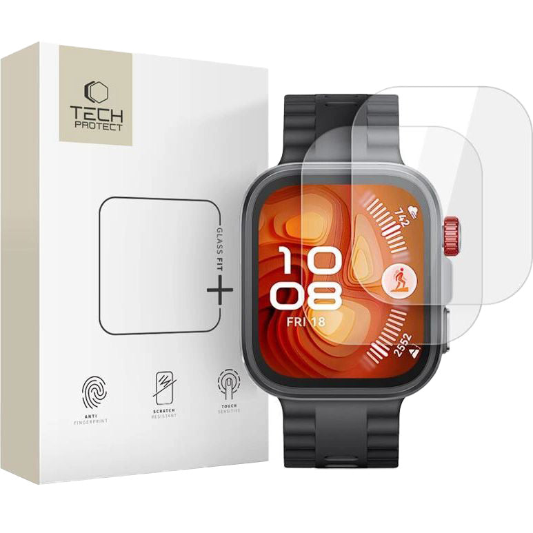 Gehärtetes Glas für Huawei Watch Fit 4 Pro, Tech-Protect Glass Fit Plus, 2 Stück