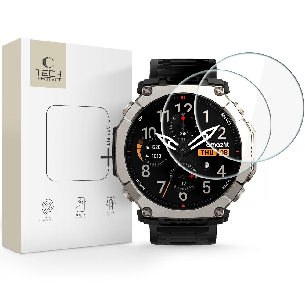 Gehärtetes Glas für Amazfit T-REX Ultra 2, Tech-Protect Glass Fit Plus, 2 Stück