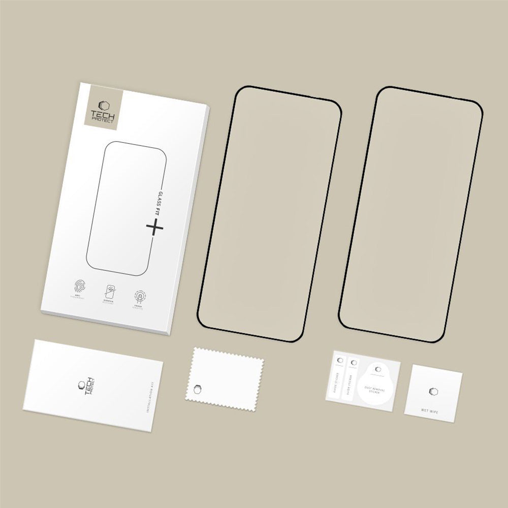 Gehärtetes Glas für Motorola Edge 60 Neo / 50 Neo, Tech-Protect Glass Fit Plus, 2 Stück, Schwarzer Rahmen