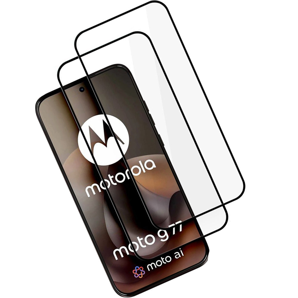 Gehärtetes Glas für Motorola Moto G77 5G / Moto G67 5G, Tech-Protect Glass Fit Plus, 2 Stück, Schwarzer Rahmen
