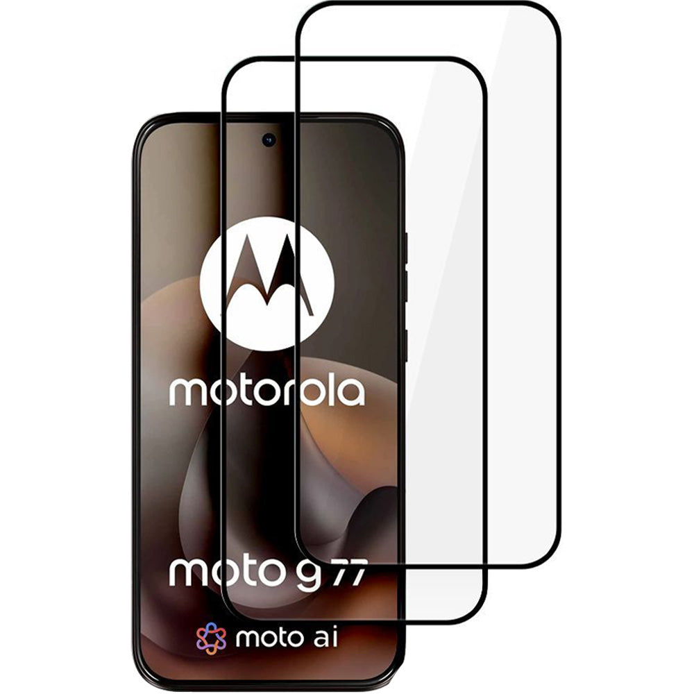 Gehärtetes Glas für Motorola Moto G77 5G / Moto G67 5G, Tech-Protect Glass Fit Plus, 2 Stück, Schwarzer Rahmen