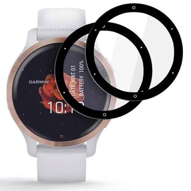 Hybridglas für Garmin Venu 2s, 2 Stück, Tech-Protect Glass Flex Plus, Transparent mit Schwarzem Rand