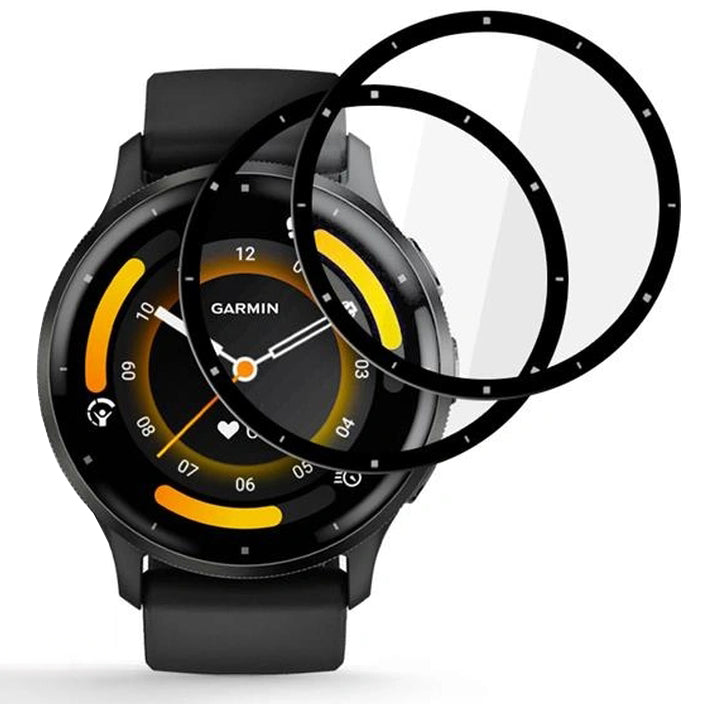 Hybridglas für Garmin Venu 3, 2 Stück, Tech-Protect Glass Flex Plus, Transparent mit Schwarzem Rand