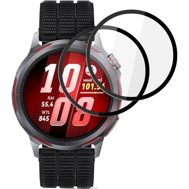 Hybridglas für Huawei GT Watch Runner 2, 2 Stück, Tech-Protect Glass Flex Plus, Transparent mit Schwarzem Rand