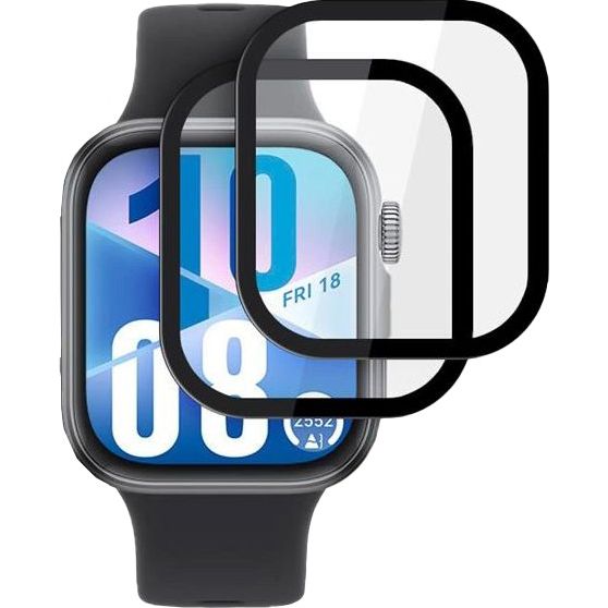 Hybridglas für Huawei Watch Fit 4 / 3, Tech-Protect Glass Flex Plus, 2 Stück, Transparent mit Schwarzem Rand
